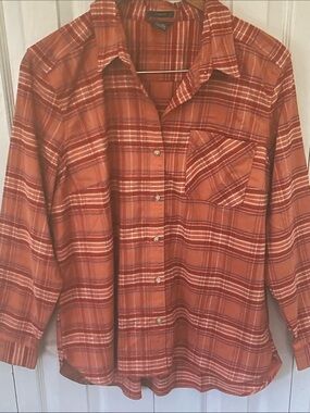 Eddie Bauer Rust Orange Plaid Button-Down Shirt